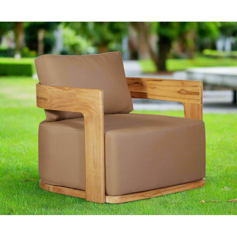Chaise pivotante en bois de teck massif Eclipse, Marron clair, Brun