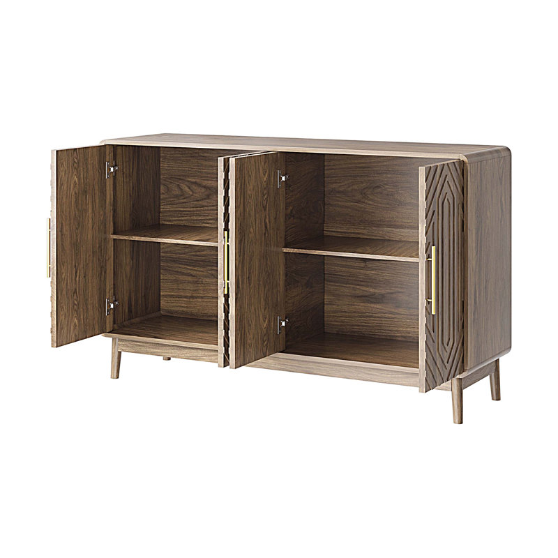 Sideboard Buffet Cabinet With Storage, 4 Door Sideboard, Multifunctional Accent Cabinet With Adjustable Layer Board