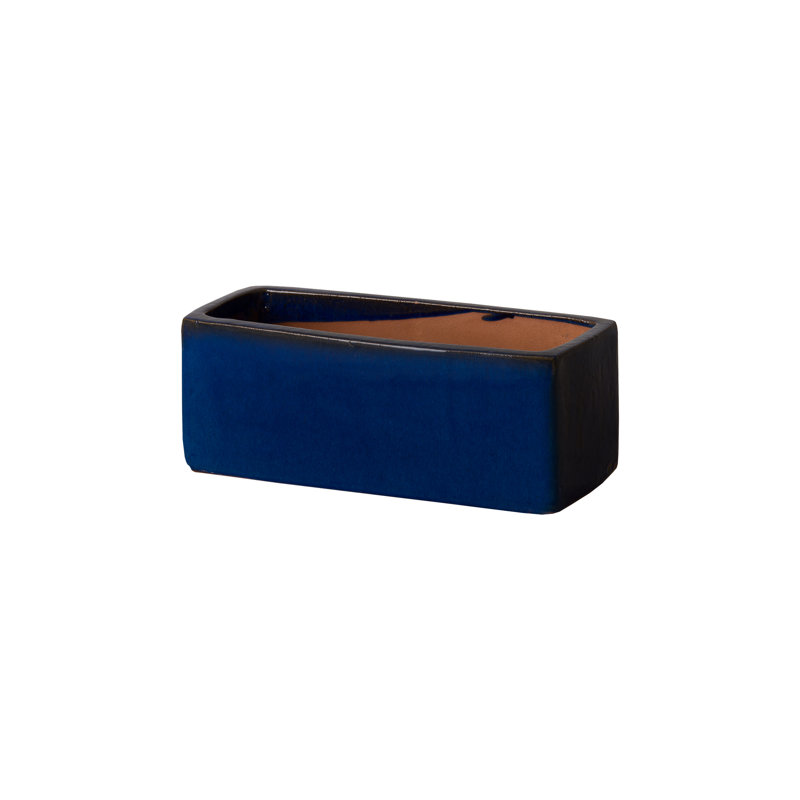 Handmade Ceramic Pot Planter, 8" H x 20" W x 8" D, Blue