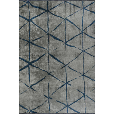 Rapture Gray/Blue Geometric Luxury Area Rug