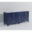 Meuble-lavabo double bleu marine 72 po X P 22 po D, avec plateau en marbre de Carrare