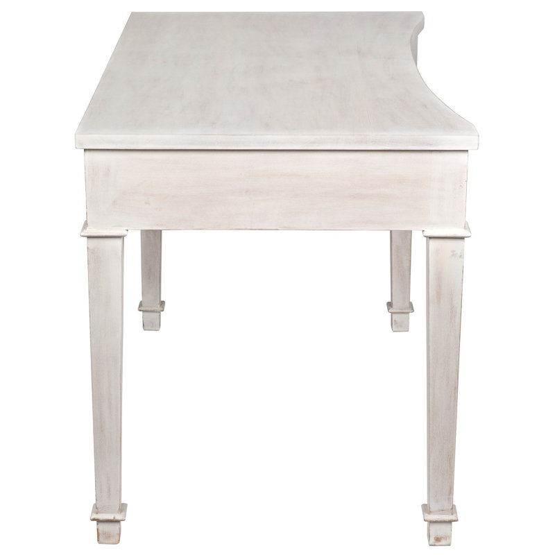 White Wash Solid Wood Writing Desk with Drawer