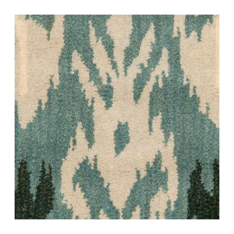 Kline Ikat Hand Tufted Wool Ikat Rug, Square 6'