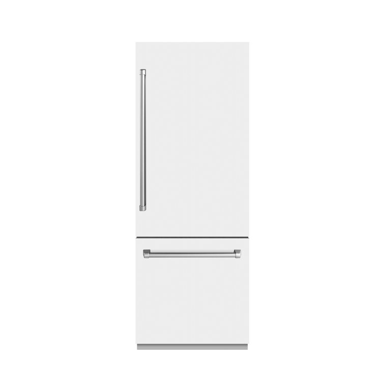 ZLINE 30 in. 16.1 cu. ft. Built-In Bottom Freezer Refrigerator with Water Dispenser and Ice Maker in Satin Stainless Steel with Graphite Grey Interior
