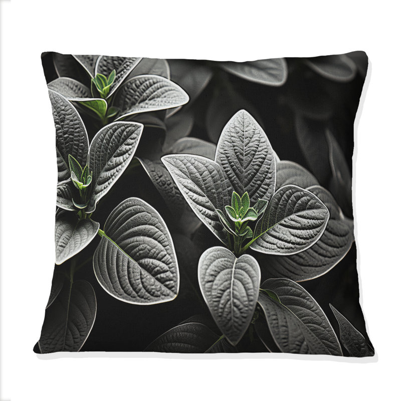 Coussin Grey Plants Botanical Serenity - imprimé de plantes