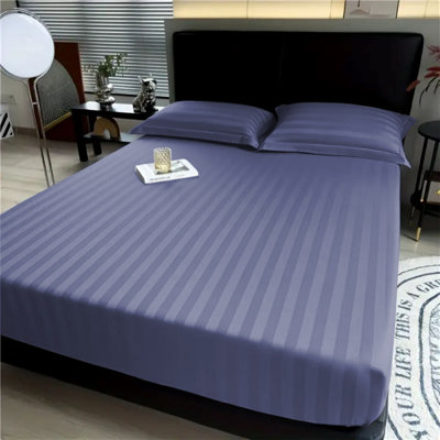Aspire Homeware Luxury 40cm Deep Striped Fitted Sheet for Hotel Style Bedroom Comfort