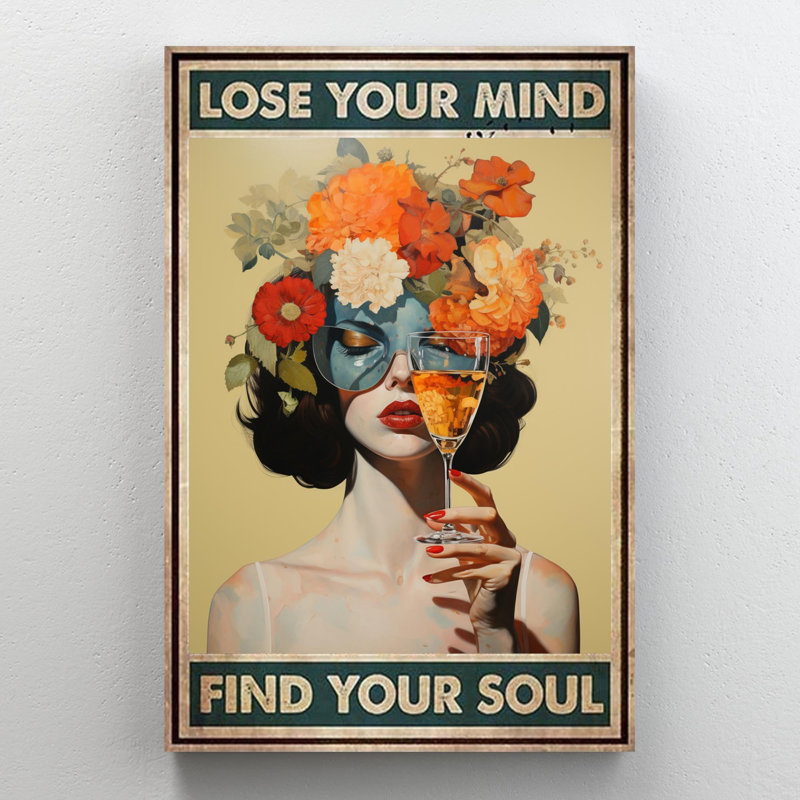 Janesse «Wine Lose Your Mind 2», reproduction sur toile, H 36 po x l 24 po x P 1,25 po