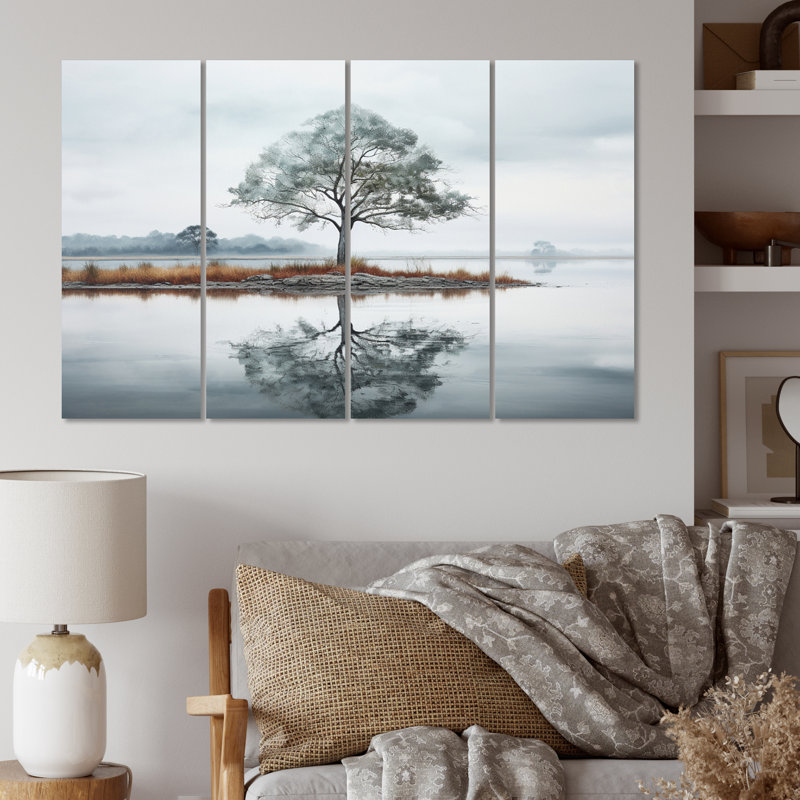 Ensemble de 4 reflets sur l'eau sur toile