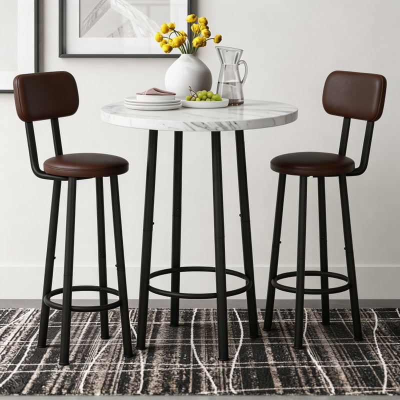 Joeen 2 - Person Four Leg Dining Set, White Marble
