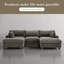 Canapé modulaire réversible 3 pièces rembourré en flanelle de fourrure de lapin gris clair avec 3 coussins-1045924579