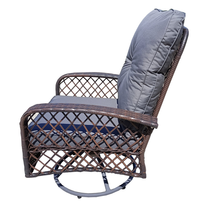 Halia Swivel Wicker Outdoor Lounge Chair, Dark Grey