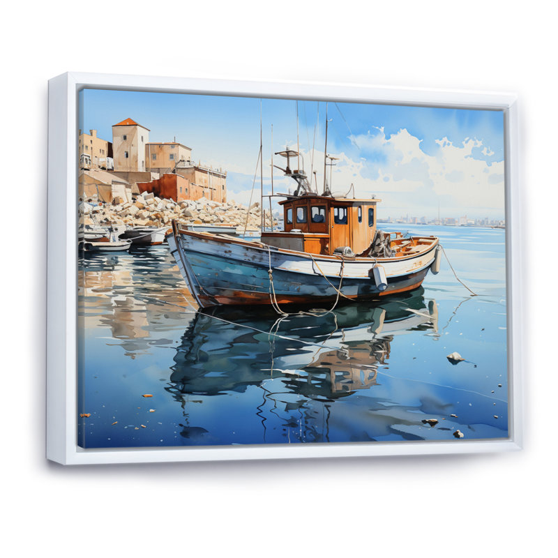 Port Harbor Reflections VI, Cadre flottant blanc, H 34 po x l 44 po x P 1,5 po