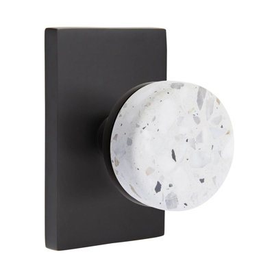 Select Privacy Interior Mortise w/ Rectangular Rosette & Conical Stem, Light Terrazzo Knob (LH)
