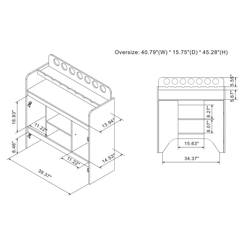 Little Italy 40.79'' Bar Cabinet