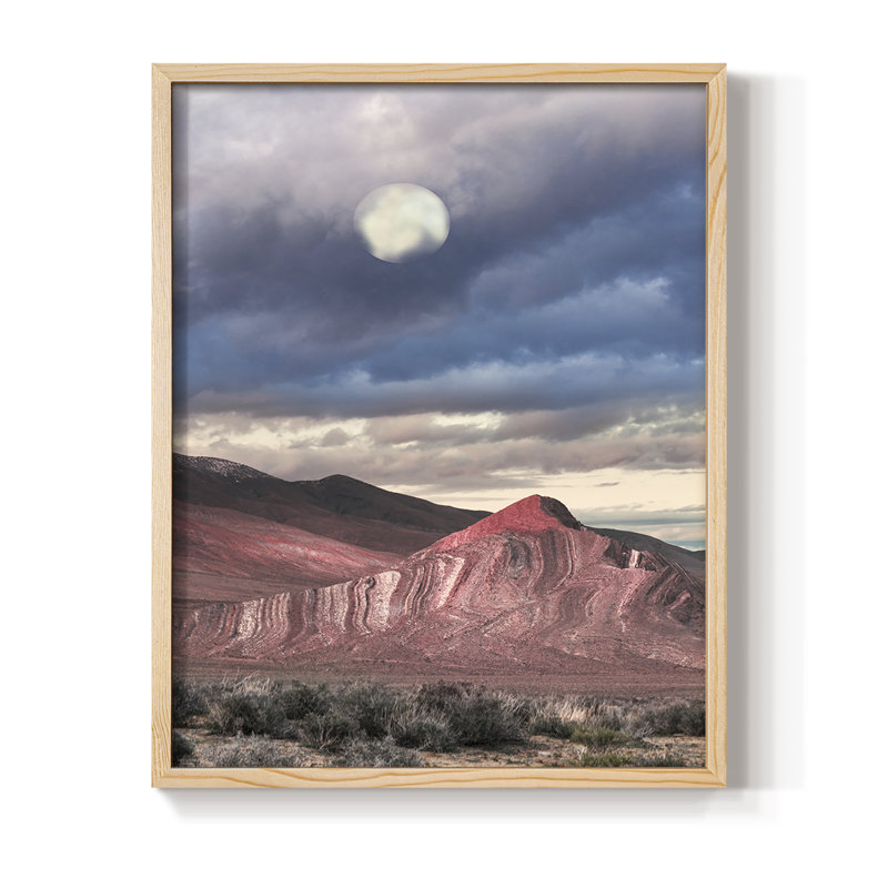 «Last Light On» rayé, reproduction encadrée de butte - bois massif, H 15 po x l 12 po