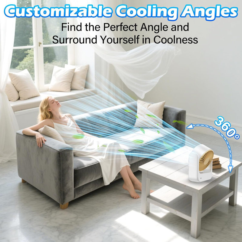 Desk Fan - Small Desk Fan With Digital Display, USB Rechargeable Fans, 360° Adjustment, 5 Speed Modes, Portable Desktop Table Cooling Fans For Home Office Makeup And Hot Flashes, Gifts For Men/Women