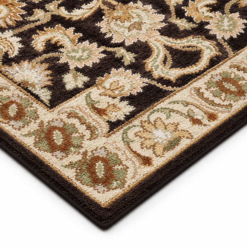 Tapis écologiques en laine touffetée à la main Beachampton - carré, couleur beige brun, design oriental, tapis antidérapants faits à la main épais pour le salon, la chambre à coucher