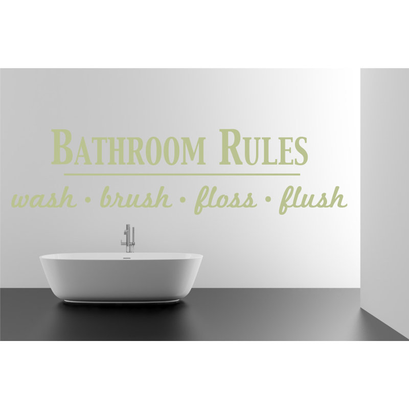 Décalcomanie murale règles de salle de bain, H 17 po x l 65 po x P 0,01 po, Céladon