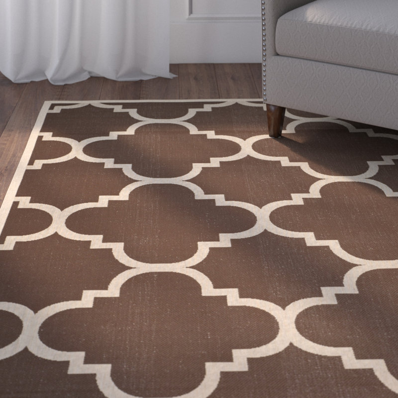 Tapis d'intérieur / extérieur à motif géométrique Courtyard Performance, Rectangle 9 pi x 12 pi