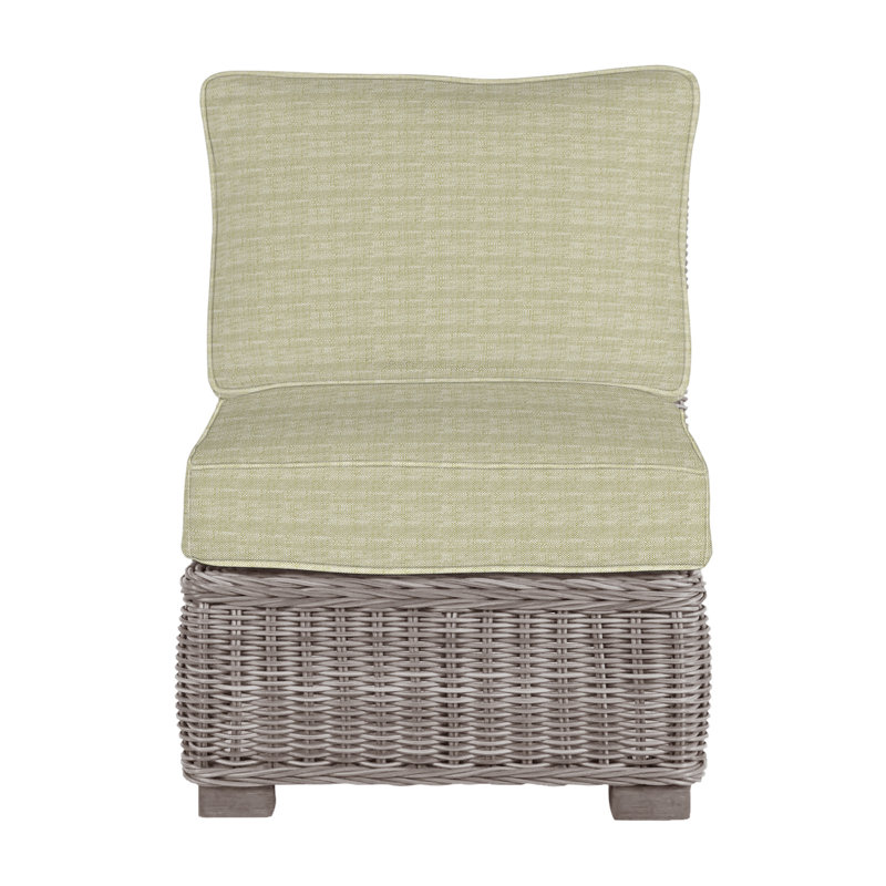 Rustic Woven Sectional Slipper Chair, Welt, Oyster, Linen Chambray
