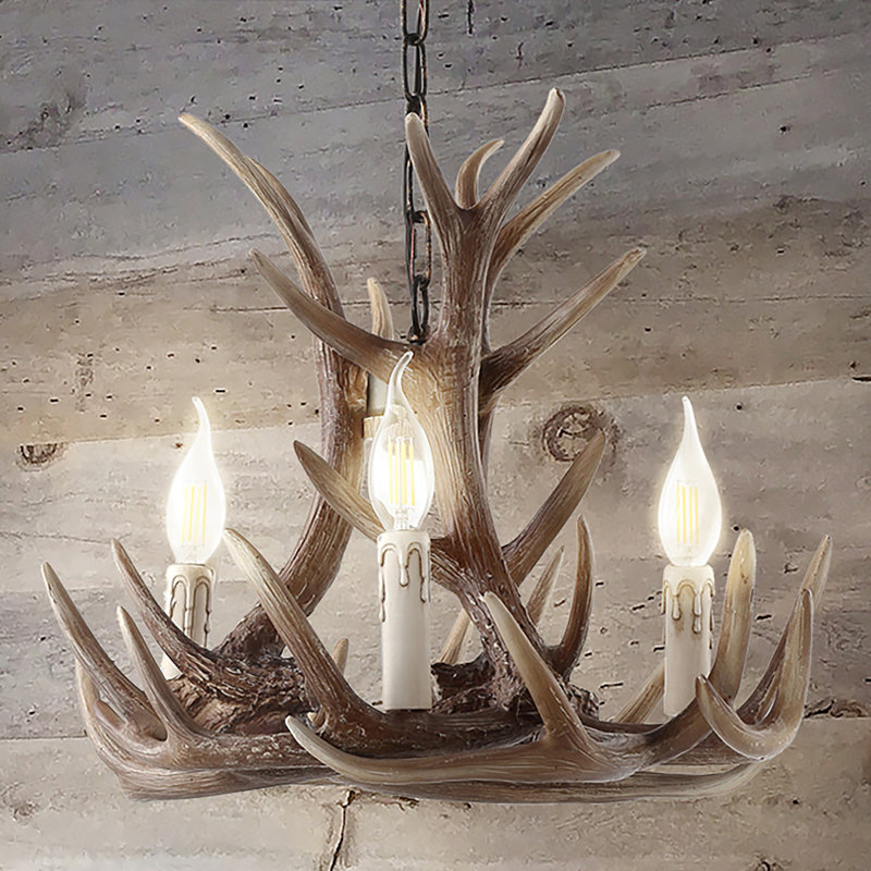 Lustre en bois à 3 lumières Rohrbach, Brun, H 13,5 po x l 18 po x P 18 po