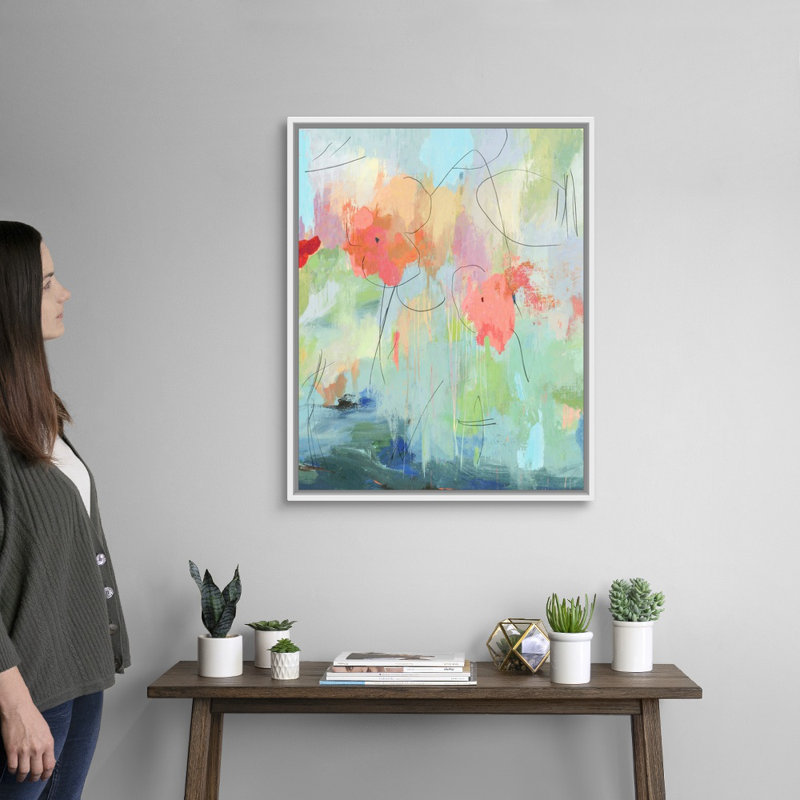 Reproduction d’art sur toile « Dancing Magic » par Inner Circle, Cadre flottant blanc, H 32 po x l 26 po x P 1,75 po