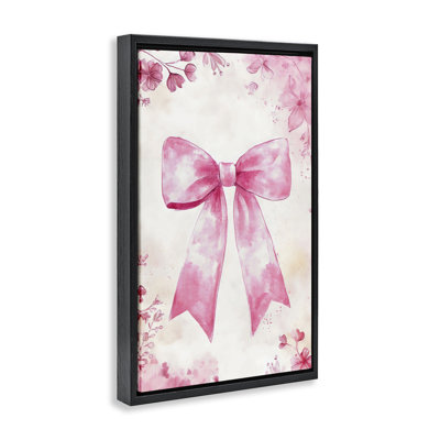 Whimsical Floral Bow Pink Floating Frame, design by Creative Studio