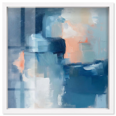 «Whispering Blue I Shadowbox Print», art abstrait bleu par Art Remedy