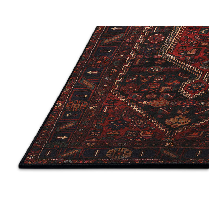 Tapis traditionnel noir / rouge / beige Weatherhill, Rectangle 5 pi x 7 pi