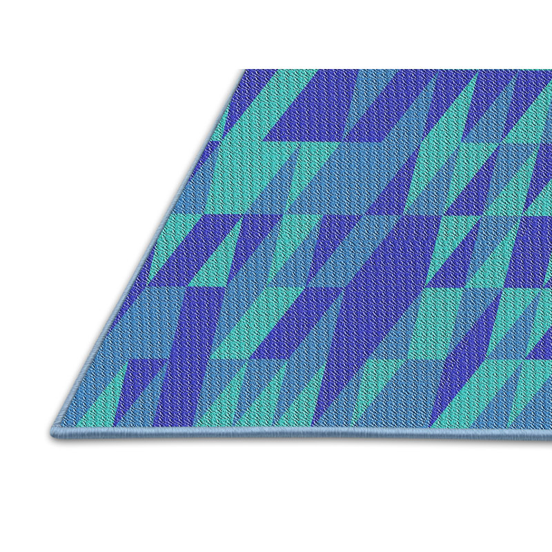 Tapis bleu à motif géométrique, Rectangle 2 pi x 3 pi