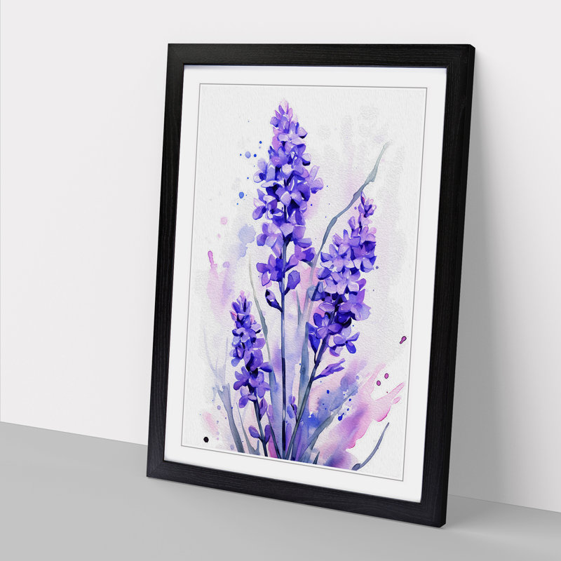 Lavender Flower Gestural Art - Framed Print, Black Framed, 46cm H x 34cm W x 2cm D
