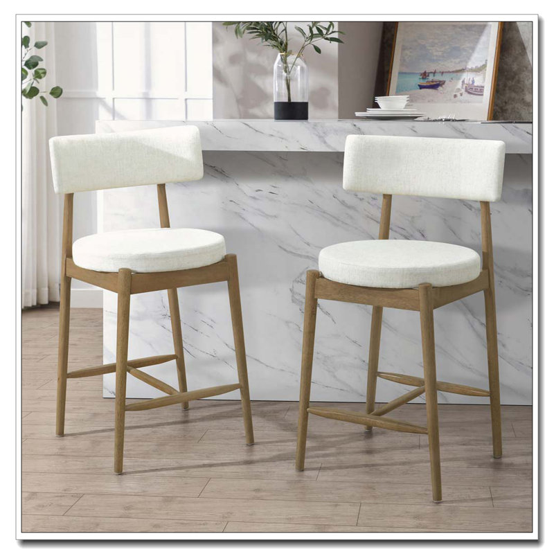 Tabouret de bar rembourré Boucle, Bois