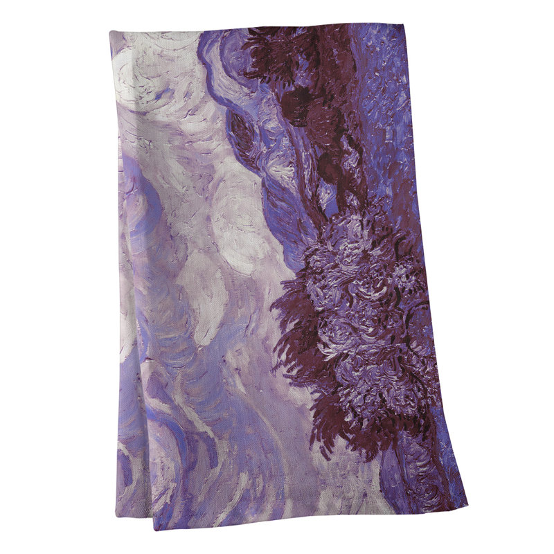 Serviette de thé avec blé cyprès wheatfield, Sergé de coton, Mauve clair / blanc
