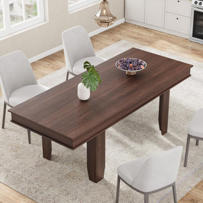 Table de salle à manger extensible de 63 à 86,6 po pour 6 à 10 personnes, tables de cuisine de ferme avec cadre en bois robuste, grande table de salle à manger rectangulaire pour la salle à manger et la cuisine