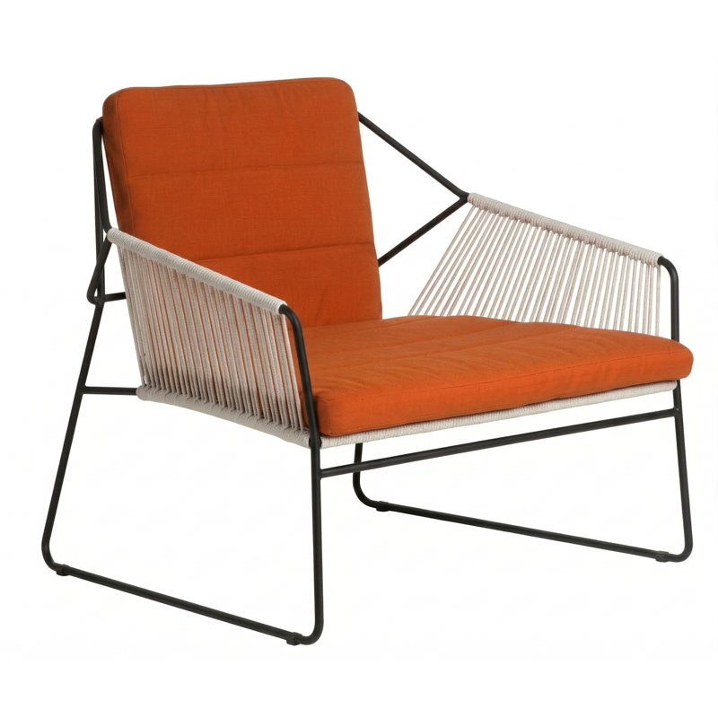 Sandur Patio Chair with Cushions, Cayenne, White Rope/Anthracite Frame