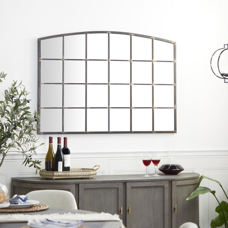 Miroir mural Haider, 34 po x 48 po, Fenêtre, Noir mat