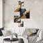 Minimalisme chrome or et orange poteries - ensemble d'art abstrait spirales abstraites de 6