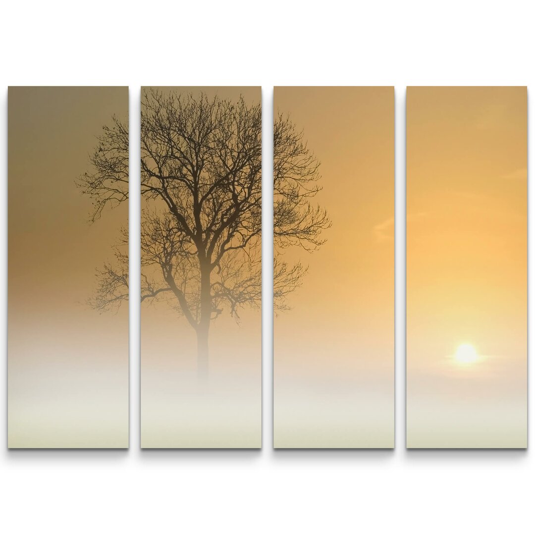 4-tlg. Leinwandbilder-Set Baum im Nebel