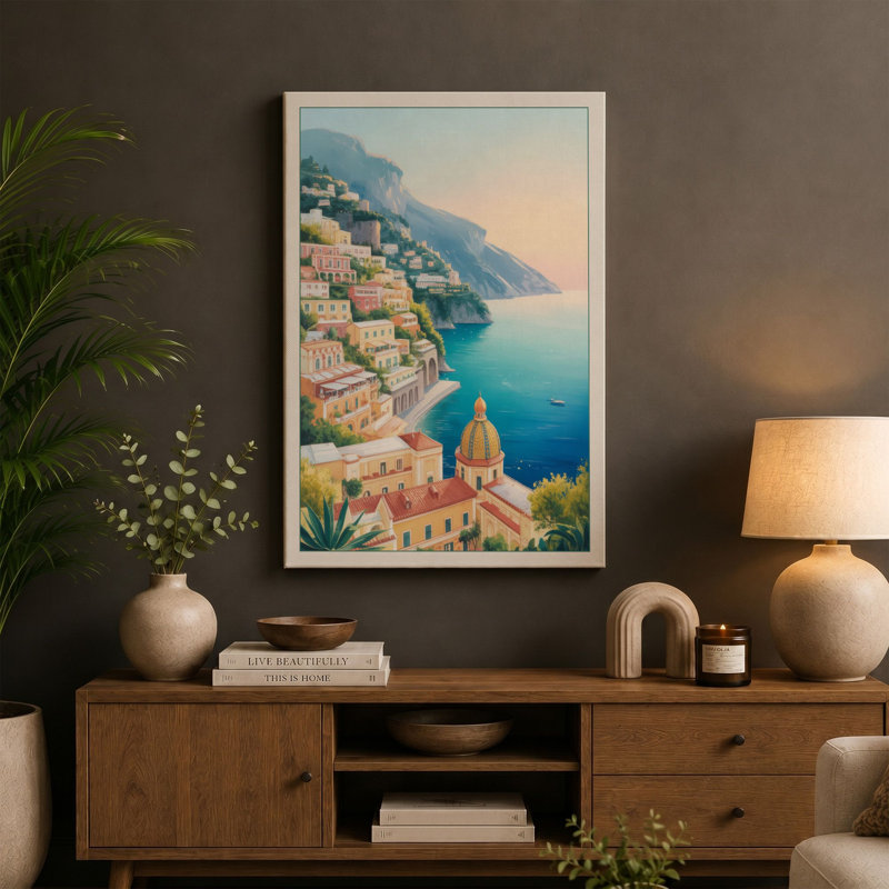 Mediterranean Cascades Coastal - Wrapped Canvas, 30x20 - 76.2 x 50.8 cm, White Border