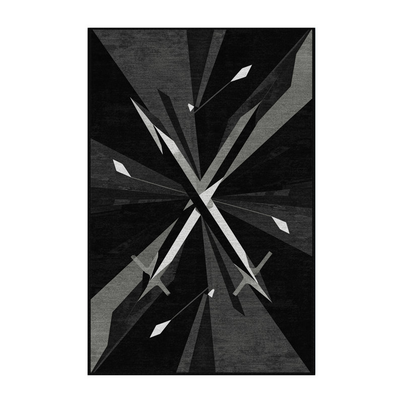 Tapis noir moderne et contemporain lavable à la machine de couleur unie en deuil de couleur unie Coalmont, 3 X 5