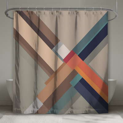 Rideaux de douche à motifs géométriques superposés