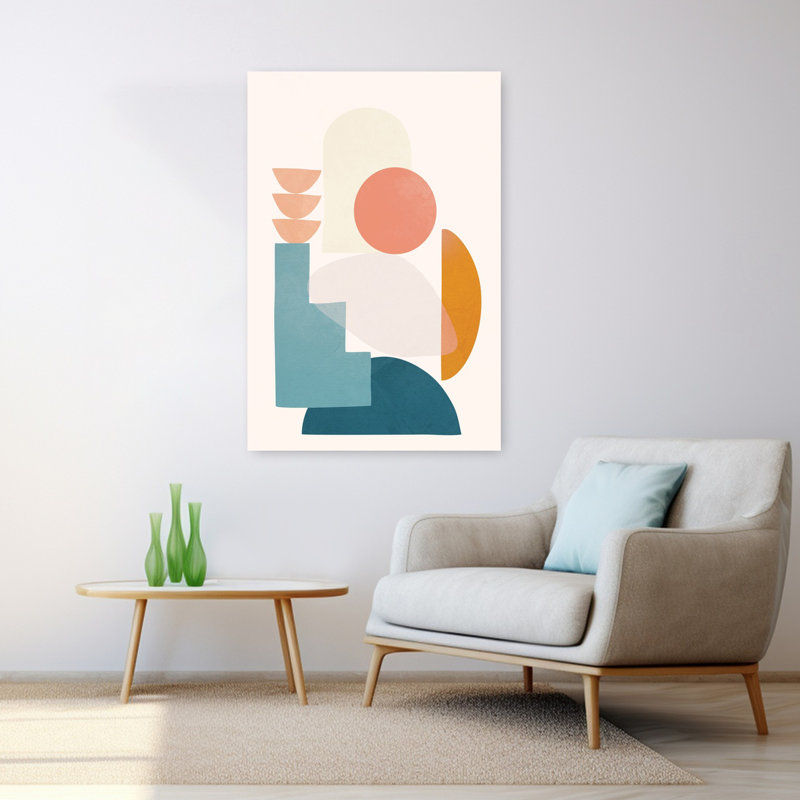 Art mural moderne abstrait géométrique ludique, H 48 po x l 32 po