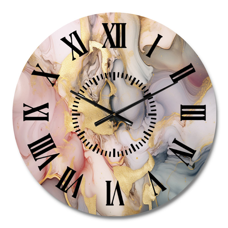 Horloge murale grise et rose Tender, Médium