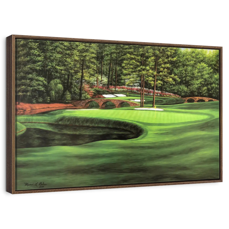 Augusta National 11th Hole I, 13" X 9", Floating Frame Walnut