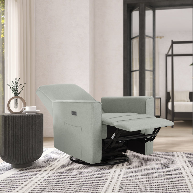 Evolur Harlow Deluxe Glider |Power Recliner| Rocker, Light Gray