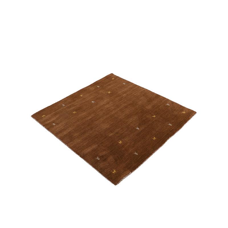 Handwoven Wool Gabbeh Uni Brown Rug, Square 200cm