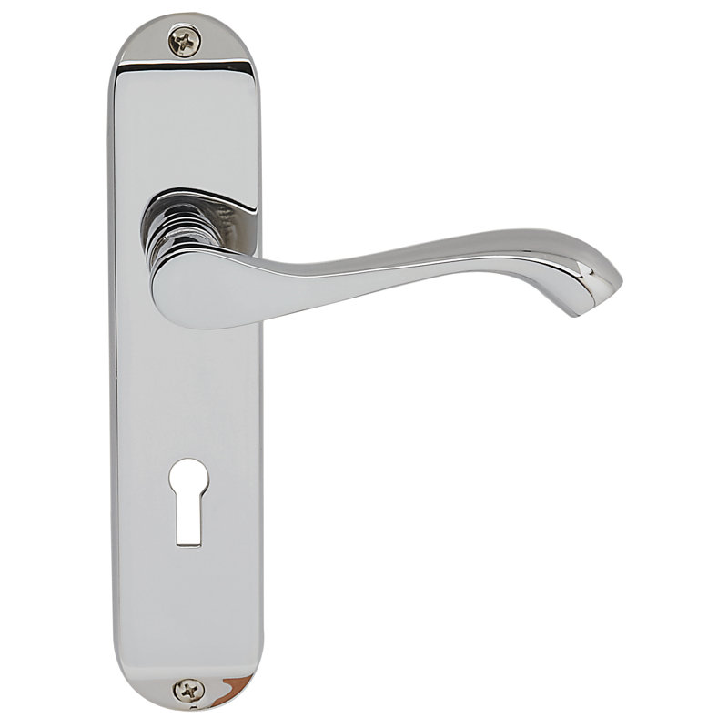 Itasca Lock Door Handle, Polished Chrome