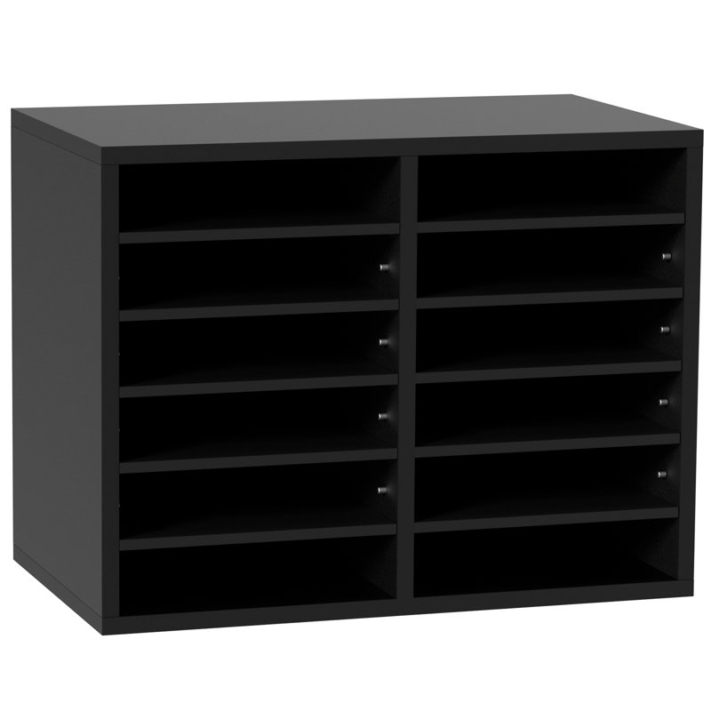 Boîte aux lettres de bureau à 12 compartiments avec tablettes réglables, Noir