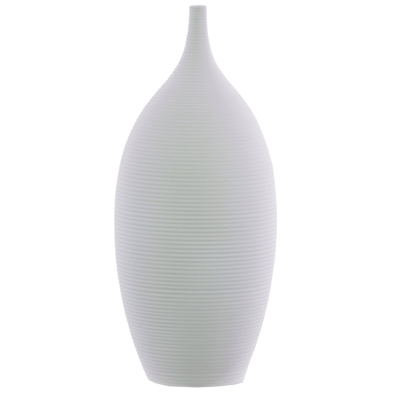 Vase de table ronde en céramique bellied, Blanc