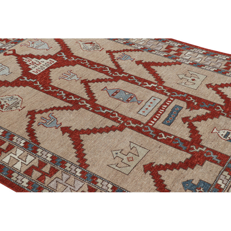 Rug & Kilim’S Konya Style Rug In Taupe And Red With Geometric Patterns